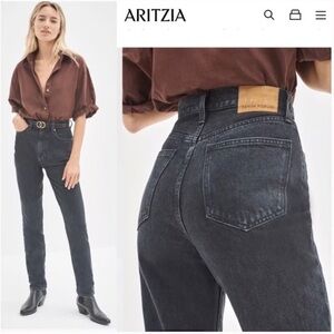 NWT ARITZIA Denim Forum The Nina Super High Rise Cigarette Jeans 30L Black 26W